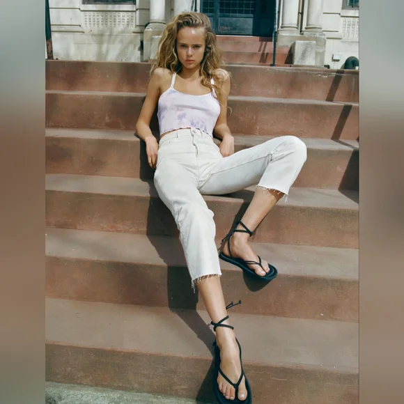 NWT Zara tie-dye cream jeans - Picture 9 of 14